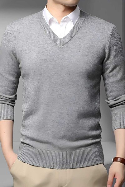Mood Agenda Men's V-Neck Long Sleeve Knitwear Non-Pilling Sweater Men's Slim Fit Sweater