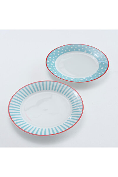 Homelux Porcelain Plate, Dessert, White/blue/red, 19 Cm, Model 1