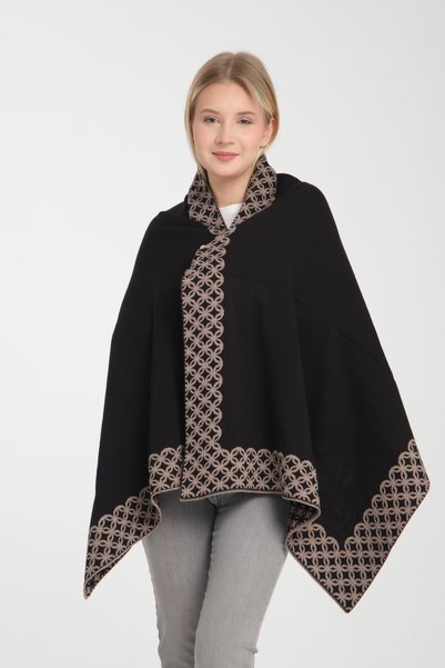 Wega Moda شال كتف منقوش بحلقات، شال كتف أنيق ومريح مناسب للاستخدام في اتجاهين، شال كتف محبوك، شال كتف