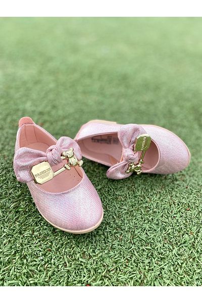 NS Little Girl's Ballerinas with Bow and Teddy Bear Detail