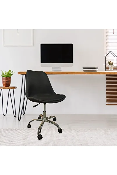 Homelux Scaun de birou Freddy, rotativ, negru, textil, picioare metalice