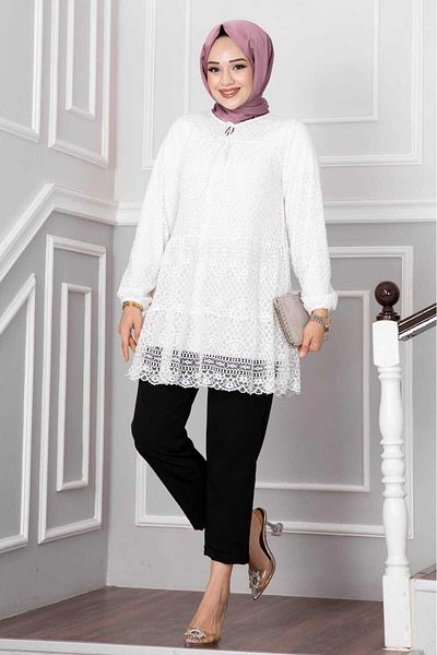 moda civinx سترة قميص دانتيل مبطنة