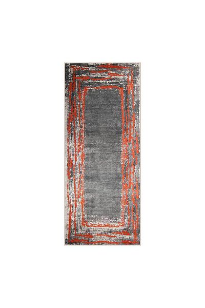 Homelux Oteea Anti-slip Carpet, Rectangular, 80x200 Cm, Grey, Red, 60% Cotton