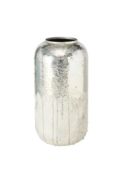 Homelux Vaza decorativa Nayan 15x15x30 cm, metal, argintiu/alb