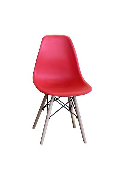 Homelux Red Ice Chair, Polypropylene, Wooden Legs