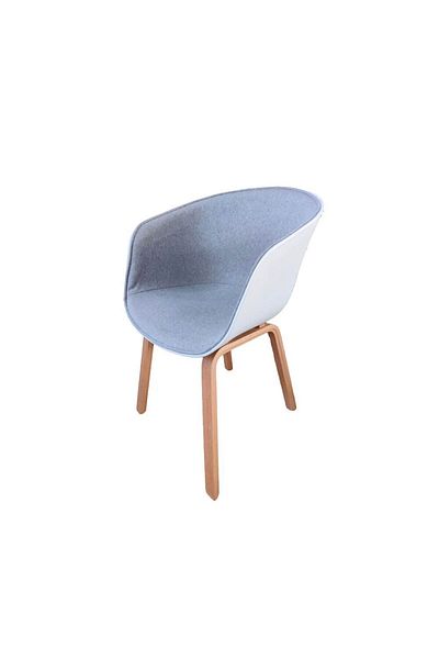 Homelux Chair Mao 2 Grey/white, Textile Upholstery, Wooden Legs