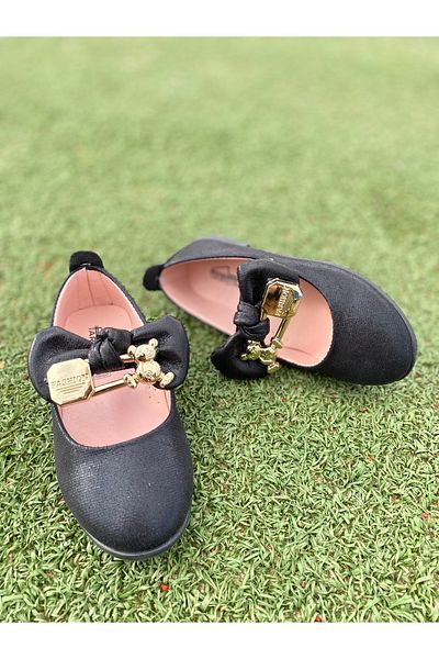 NS Little Girl's Ballerinas with Bow and Teddy Bear Detail