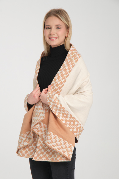 Wega Moda Stylish Ringed Comfortable Shoulder Shawl - Reversible Knitwear