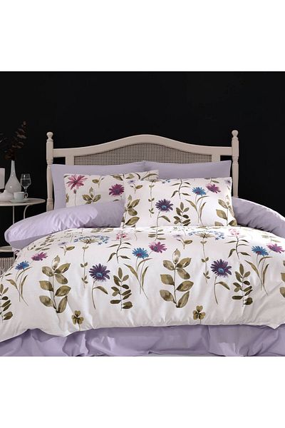 Homelux Bedding For 2 Persons At Home Furrina, 100% Ranforce Cotton, Purple, White