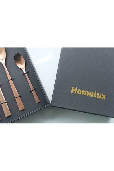 Homelux Set de tacâmuri din oțel inoxidabil, 24 de bucăți, finisaj mat cupru