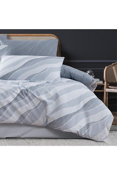 Homelux Lenil Home Lenjerie de pat pentru 2 persoane, 100% bumbac Ranforce, albastru
