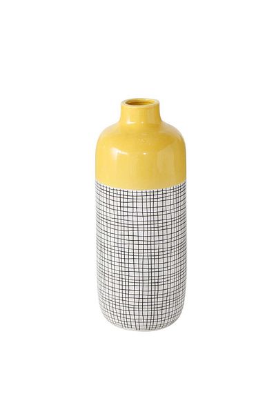 Homelux Vaze Decorative 12x31 Cm, Ceramica, Galben/negru/alb, Model 1