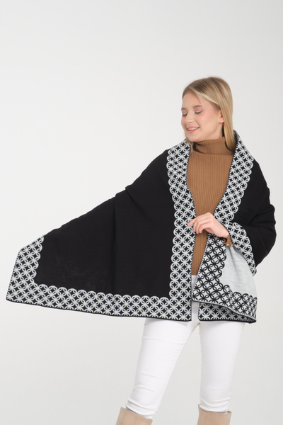 Wega Moda Stylish Ringed Comfortable Shoulder Shawl - Reversible Knitwear