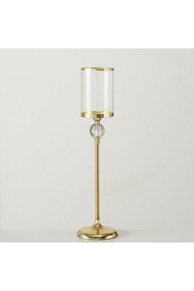 Homelux Suport lumanare ranya, 16x16x65 cm, metal/sticlă, auriu