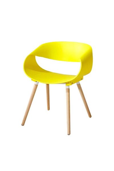 Homelux Scaun Galben Rufus Design, Polipropilenă, Picioare Din Lemn