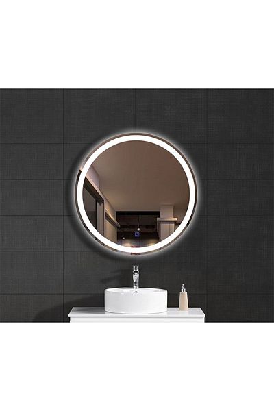 Homelux Oglinda Baie Emke, Rotunda, Diametru 60 Cm, Iluminare Led, Buton Touch