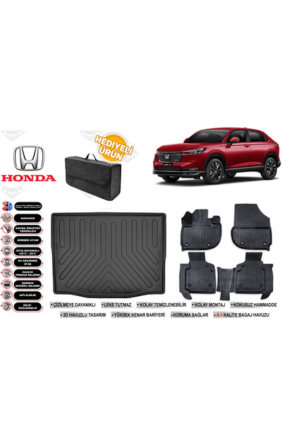 ko kaliteoto honda hrv 2024 model bagaj havuzu+4d araca özel havuzlu paspas t...