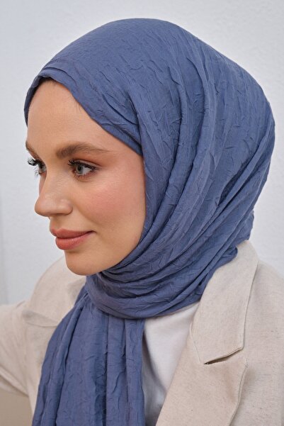 KVSHOME Ütü Gerektirmeyen Bambu Kraş Şal ( Indigo Mavi)