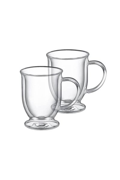 Homelux Set 2 cesti cafea/ceai, sticla termorezistenta, 370 ml, transparenta, mia