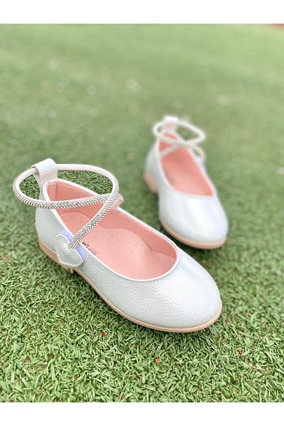 NS Little Girl's Ankle Stone Wrapped Ballerinas - Narrow Fit (Recommended Size 1 Larger)