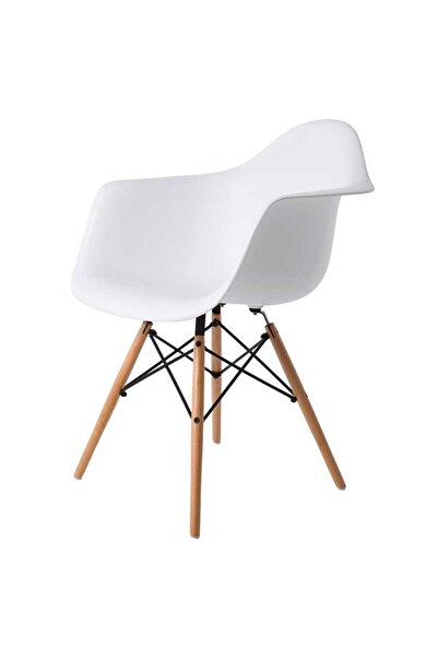 Homelux Fotoliu Shell Design, alb, polipropilenă, picioare din lemn