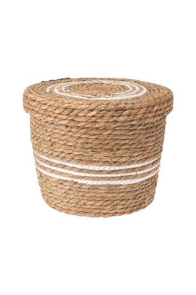 Homelux Coș de depozitare cu capac, 30x30x24 cm, ratan/salcie, maro/alb