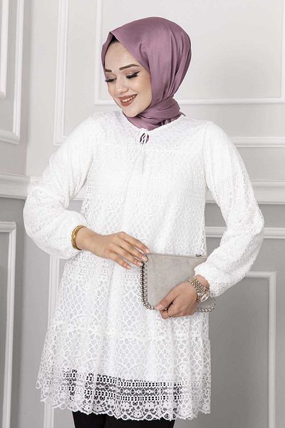 moda civinx سترة قميص دانتيل مبطنة