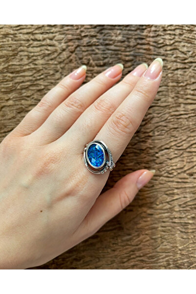 Apricity Silver Gümüş Opal Taşlı El İşi Yüzük