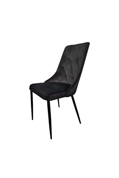 Homelux Scaun Class Black din catifea, picioare metalice