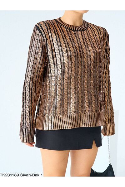 Qu Style Flared Hair Braided Sweater