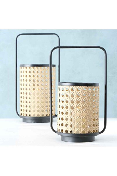 Homelux Decorative lantern venus, 20x34 cm, metal, black/beige