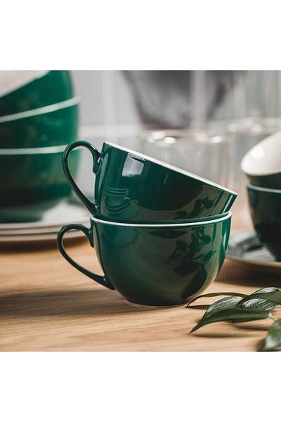 Homelux Set cafea/ceai 12 bucati, portelan, 220 ml sos pentru pahare, verde/alb, Aura G
