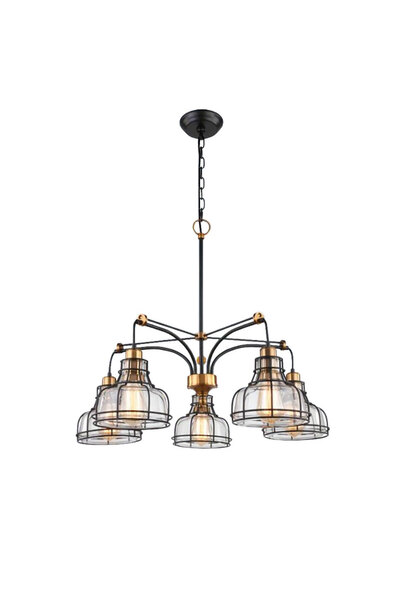 Homelux Candelabru loft 5 brate 48x48x55 cm, 5*e27, 40w, metal/sticla, bronz/...