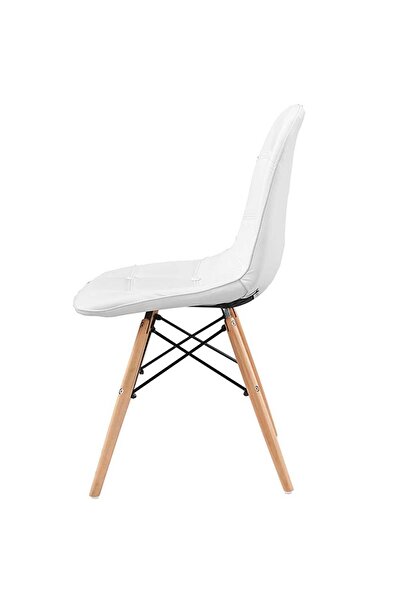 Homelux Scaun Cuib Alb, Scaun Tapițat Cu Piele Ecologică, Picioare Din Lemn