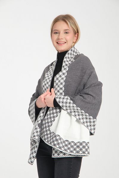 Wega Moda Stylish Ringed Comfortable Shoulder Shawl - Reversible Knitwear