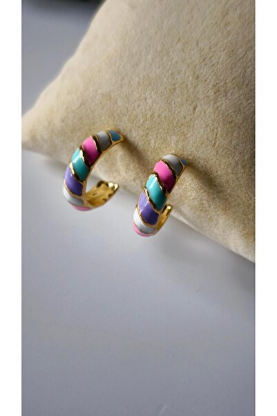 VOBEEYKU مينيلي C شكل أقراط متوسطة ملونة