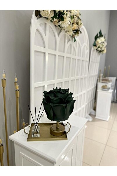 Maison Avf Yeşil Eva Gül Tasarım Kablosuz Masa Lambası - Alt Eskitme Gold