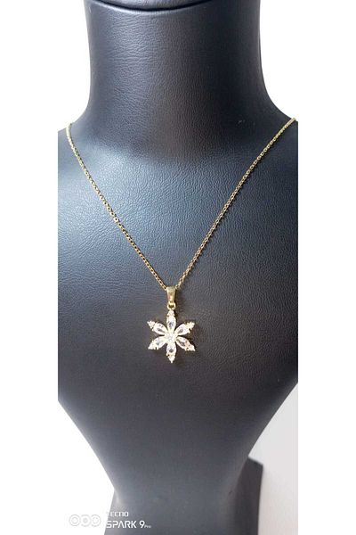 NİSA HOME Lotus Necklace with Lotus White Stone - Silver Flower Necklace, Anti-Tarnish Steel Gift