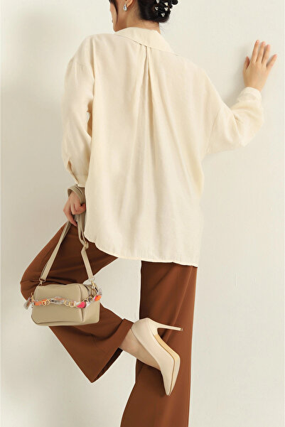 vuvutasarım Πουκάμισο μεγάλου μεγέθους από λινό υφαντό πέτρα νέας σεζόν