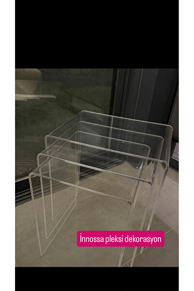 innossa pleksi dekorasyon 8 mm sade 3 lü zigon sehpa
