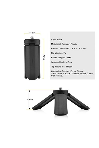 Tianya Gimbal Standı Tripodu + Telefon Tutucu Holder Zhiyun , Feiyu , DJI Osmo vb.