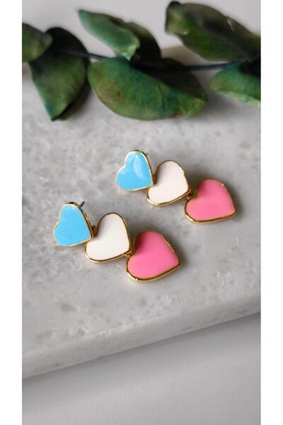 VOBEEYKU 3 أقراط متدلية على شكل قلب ملونة