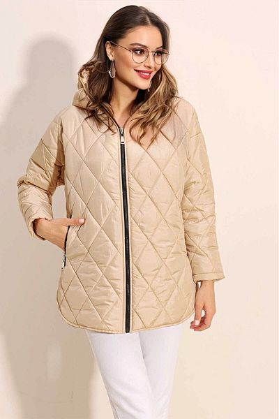 hazelin Women's Beige Oversize Hooded Quilted Coat Hzl25W-Bd 151811