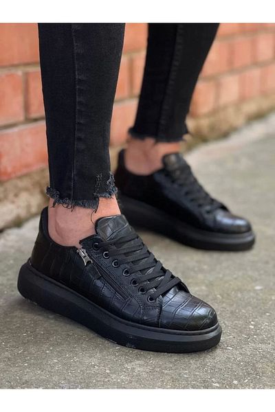 Merev Kb-309 Kuback Charcoal Zipper and Lace-Up Casual Men's Shoes
