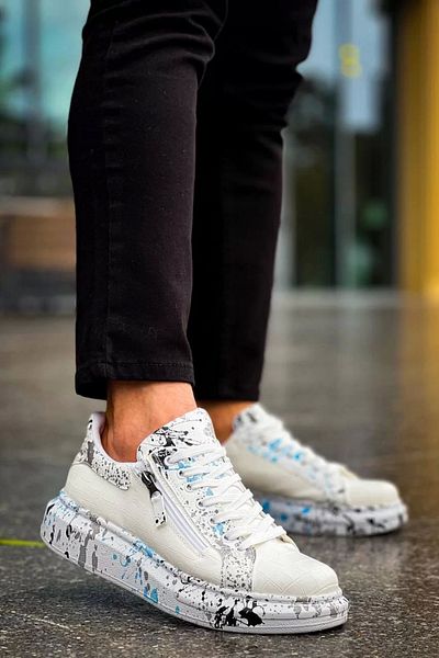 KAZAX Kb-02 Kuback Lace-Up Crocodile White Blue Casual Men's Shoes