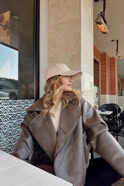 mylove İçi Peluş Düğmeli Mont Kahve