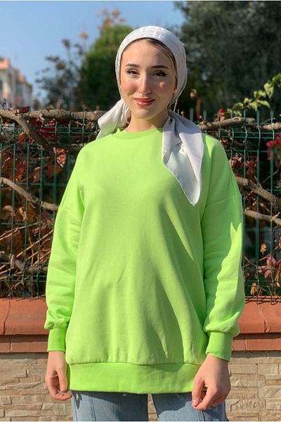 Moda Rosa 25K4437 - Neon Green - Three Thread Raw Basic Sweat