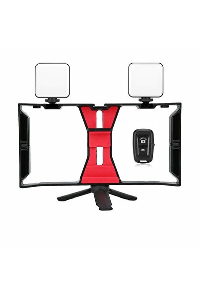 Tianya Tüm Cep Telefonları ile Uyumlu U Rig Cage Kafes Stabilizer , Mini Tripod ve 2 Adet 64 Led Light