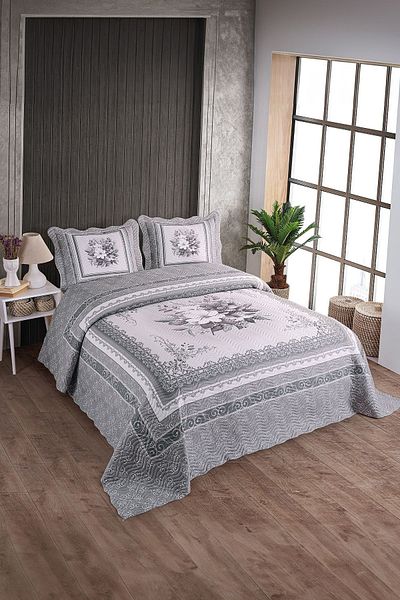 ŞENER HOME Coverlet Beste Gray Double Quilted Bedspread