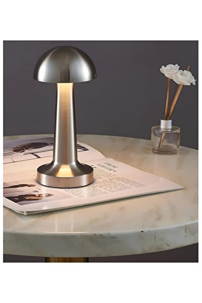 Protonust Dekoratif Metal  Mantar Kablosuz Masa Lambası Ledli Dokunmatik Şarjlı Dim Edilebilir